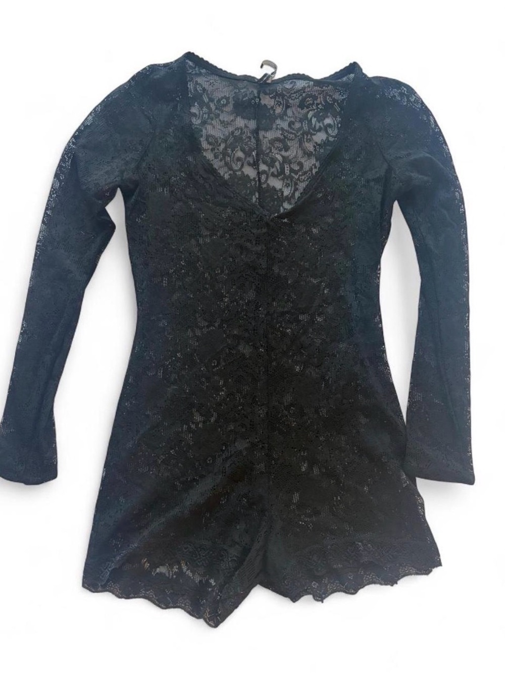 Nasty Gal Black Lace Long Sleeve Romper | Size: M